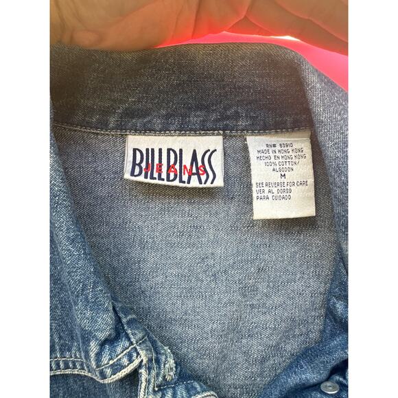 Vintage Bill Blass Denim Chore Coat Jacket Workwear 90s Utility Medium - Picture 6 of 7
